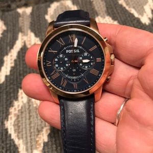 Navy and rose gold watch